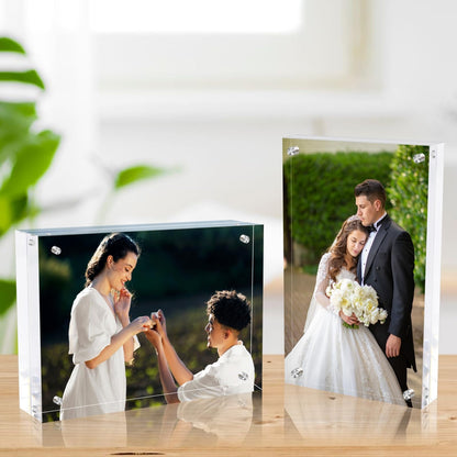 laapee 5x7 Inches Acrylic Picture Frames 5 Pack, Double Sided Magnetic Photo Frames,Free Standing on Desk or Table Clear Picture Frames