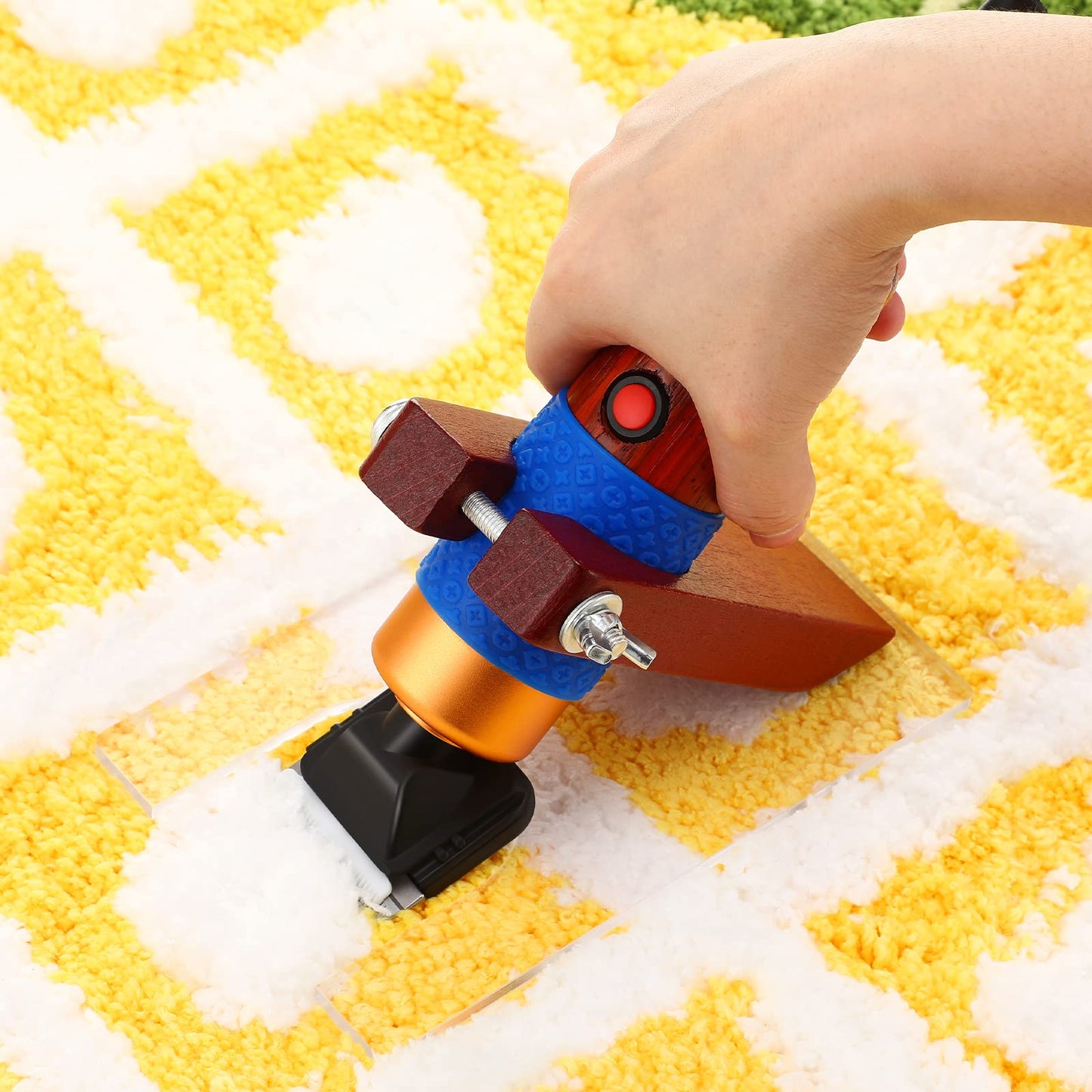 Chumia Shearing Guide for Carpet Trimmer Rug Trimmer Guide Solid Wood Acrylic Rug Tufting Supplies to Keep Your Carpet Surface Uniform