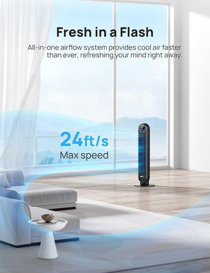 DREO Tower Fan Bundle - 25ft/s Velocity Quiet Oscillating Floor Fan & 12" Table Air Circulator | 4 Speeds, 4 Modes