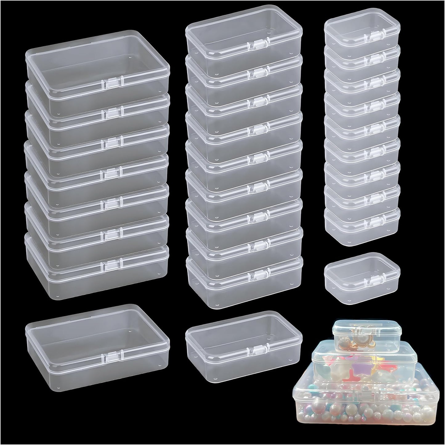 Bead Organizers and Storage-28 Pcs Small Plastic Boxes,Mini Clear Plastic Storage Boxes with Lids,for Jewelry Making Organizer,Containers Hair Accessories, Earrings,Crafts,Sewing Supplies Bead Storage