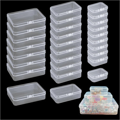 Bead Organizers and Storage-28 Pcs Small Plastic Boxes,Mini Clear Plastic Storage Boxes with Lids,for Jewelry Making Organizer,Containers Hair Accessories, Earrings,Crafts,Sewing Supplies Bead Storage
