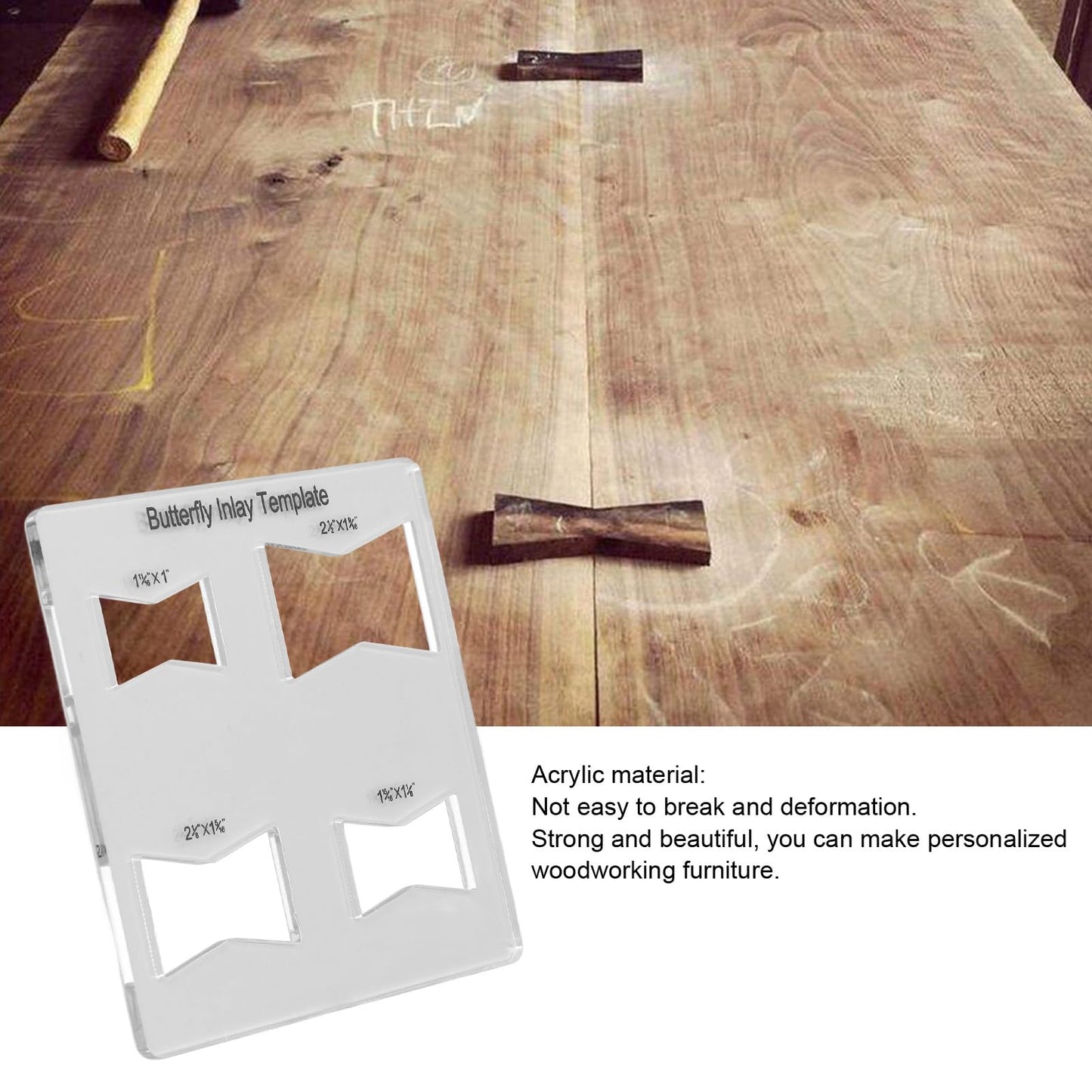 Butterfly Inlay Template Acrylic Woodworking Decoration Router Jig for Furniture Repair Precise Cut Clip (Butterfly Inlay Template)