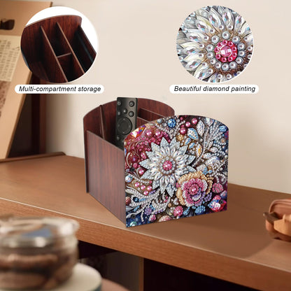Tontut Diamond Painting Kit Storage Box, Flower 5D DIY Open Multi-Compartment Organiser Box, for Storing Desktop Items, Handmade Creative Gift