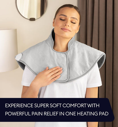 GENIANI Electric Throw - XL Electric Heating Pad for Back Pain & Cramps Relief, Birthday for Women Men Auto Shut Off, Machine Washable, Heat Pad for Neck & Shoulder, 12×24", Tabby Gray