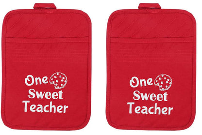 Teacher Gift for Women, Appreciation Week, Thank You Potholder, One Smart Cookie Oven Mitt, Set of 2