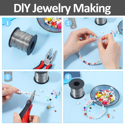 5 Rolls Jewelry Wire for Jewelry Making 18, 20, 22, 24, 26 Gauge Stainless Steel Silver Wire Kit Beading Bendable Craft Wires Tarnish Resistant Beading Wires for Making Crafts