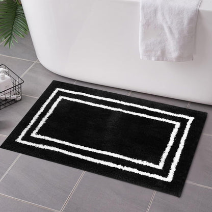 Uphome Black Bathroom Rugs, Shaggy Soft Microfiber Bath Mat, Non Slip Machine Washable, 18x26 inch