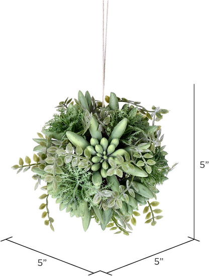 Vickerman Everyday 5" Artificial Mixed Gray Green Succulent Ball, Faux Floral Decor for Home or Office Arrangement