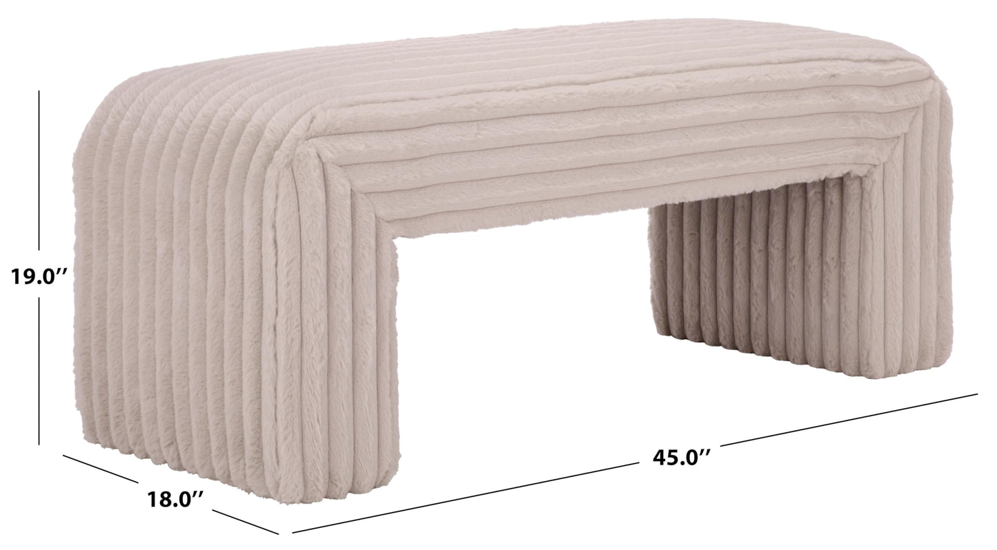 SAFAVIEH Home Collection - Arihana Curved Waterfall Bench, Beige Upholstered Seating (BCH6405A)