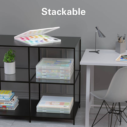 Denkee 12 x 12 Paper Storage, 4 Pack Scrapbook Paper Organizer Storage, Craft Organizers Box, Portable Storage Containers for Board Game, Craft, Art Supplies