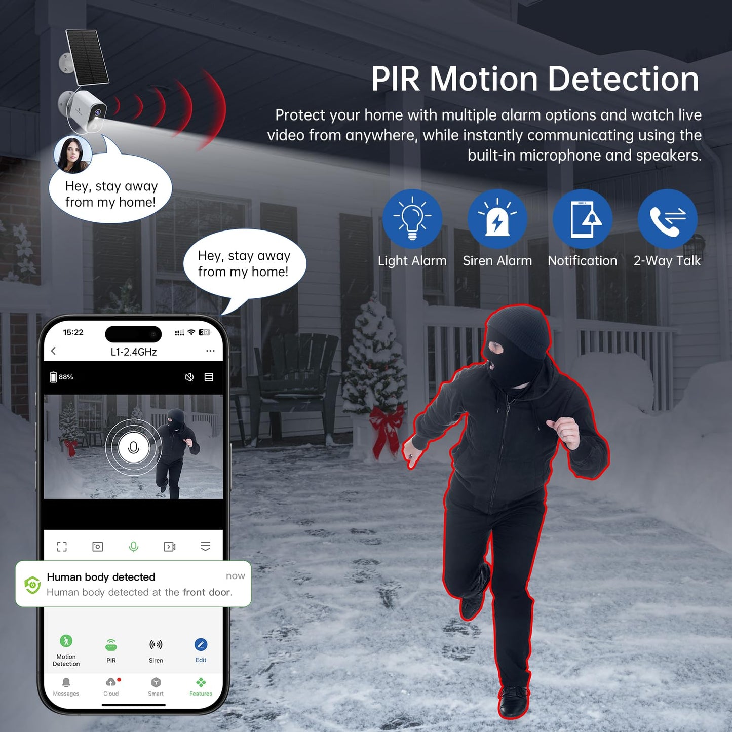 Security Cameras Wireless Outdoor 2K: Battery Powered WiFi Camera with AI Motion Detection for Home - Color Night Vision Spotlight Siren Alarm 2-Way Talk IP65 Waterproof Cloud TF Storage 2-Pack