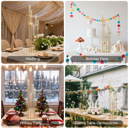 2PCS Floor Candle Holders for Wedding,Tall Arcylic Candelabra Centerpiece for Tables Candelabra 5 Arm for Party Christmas Concert Fit LED Candle Prom Entrance Decorations candelabros navideños
