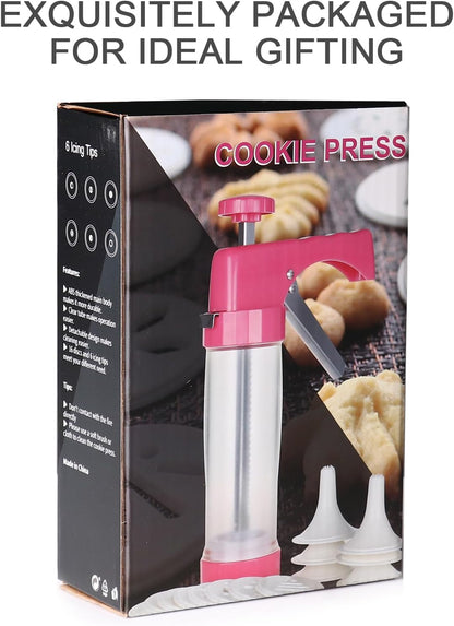 Ourokhome Cookie Press Icing Gun - Biscuit Maker Machine with 16 Discs and 6 Cake Decoration Tips (Yellow)