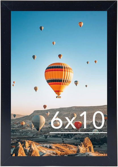 JCJMY 6x10 Black Picture Frame - Versatile Wall & Tabletop Display with Shatter-Resistant Plexiglass