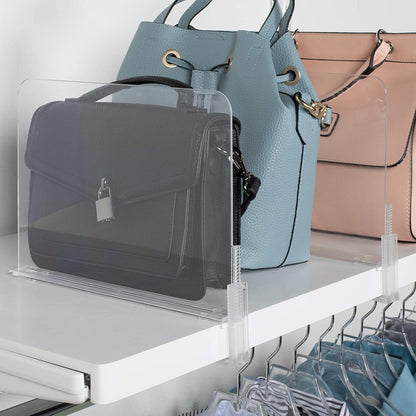 Richards Homewares Acrylic Shelf Dividers 2 Pack - Closet Organizer for Purses, Clothes, or Books - Clear Separators