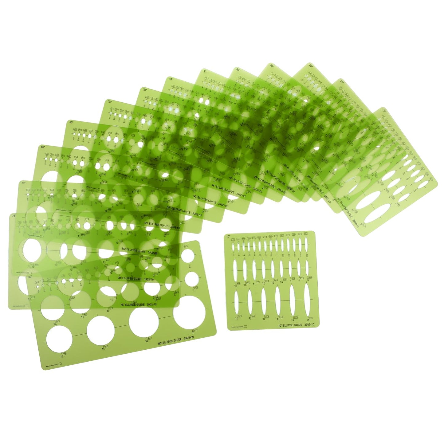 Kingdder Set of 15 Series Ellipse Template Set Series Ellipse Template Stencil Plastic Round Templates Drawing and Drafting Tool for Students Professionals Precise Drafting