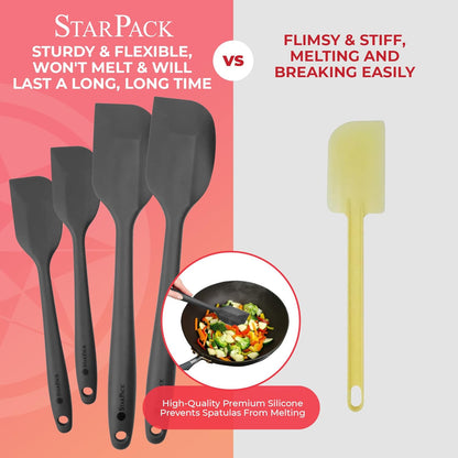 StarPack Basics Silicone Spatula Set (2 Small, 2 Large) - High Heat Resistant to 480°F, Non Stick Rubber