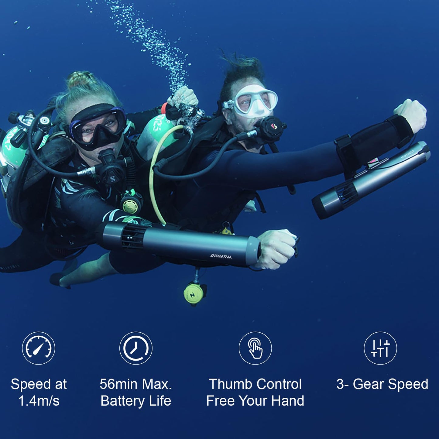 Waydoo Subnado Underwater Scooter, Thumb Controlling Sea Scooter for SUP Paddle Board, Suitable for Pool, Diving, and Snorkeling, Compact and Portable Water Scooter for Adults and Kids