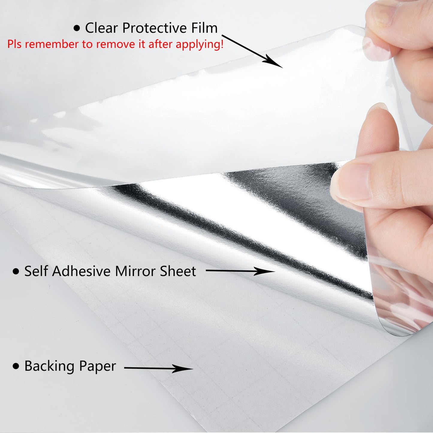 LaCheery 15.8"x80" Peel and Stick Mirror Stickers Flexible Mirror Sticker Sheet Self Adhesive Mirror Vinyl Paper Reflective Non Glass Mirror Film Roll for Walls Crafts Kids Room Wall Stickers Decor