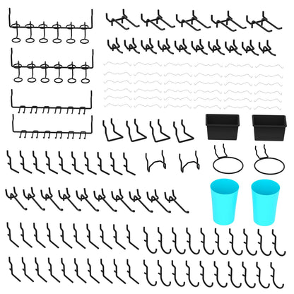 157 PCS Extra Thick Pegboard Hook Set, Metal Pegboard Accessory Organizer with Storage Bins and Peg Locks, Fits 1/4 Inch Pegboard Only, Ideal for Tools, Garage and Workshop Storage (Black)