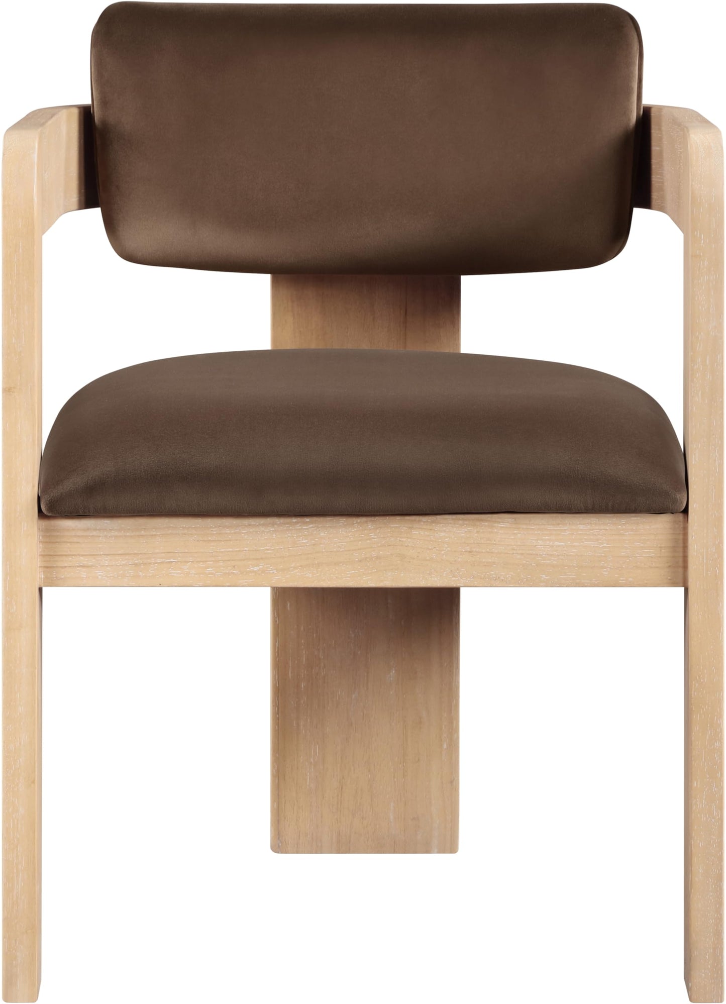 Meridian Furniture 11094Brown-C Sacha Collection Art Deco Dining Chair, Ultra Luxe Brown Velvet, 460 GSM Velvet, Solid Fluted Wood Natural Finish, 22.5" W x 22" D x 31" H, Brown, Set of 2