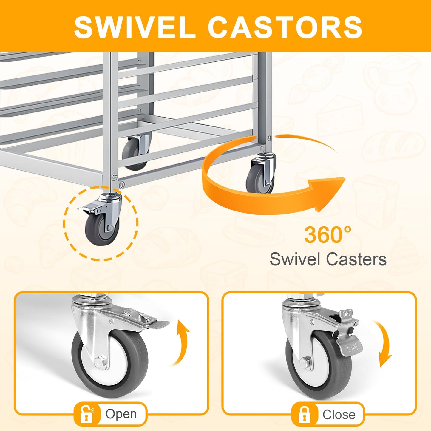 H Bun Pan Rack 18 Tier with Wheels, Commercial Bakery Racking of Aluminum for Full & Half Sheet - Kitchen, Restaurant, Cafeteria, Pizzeria, Hotel and Home