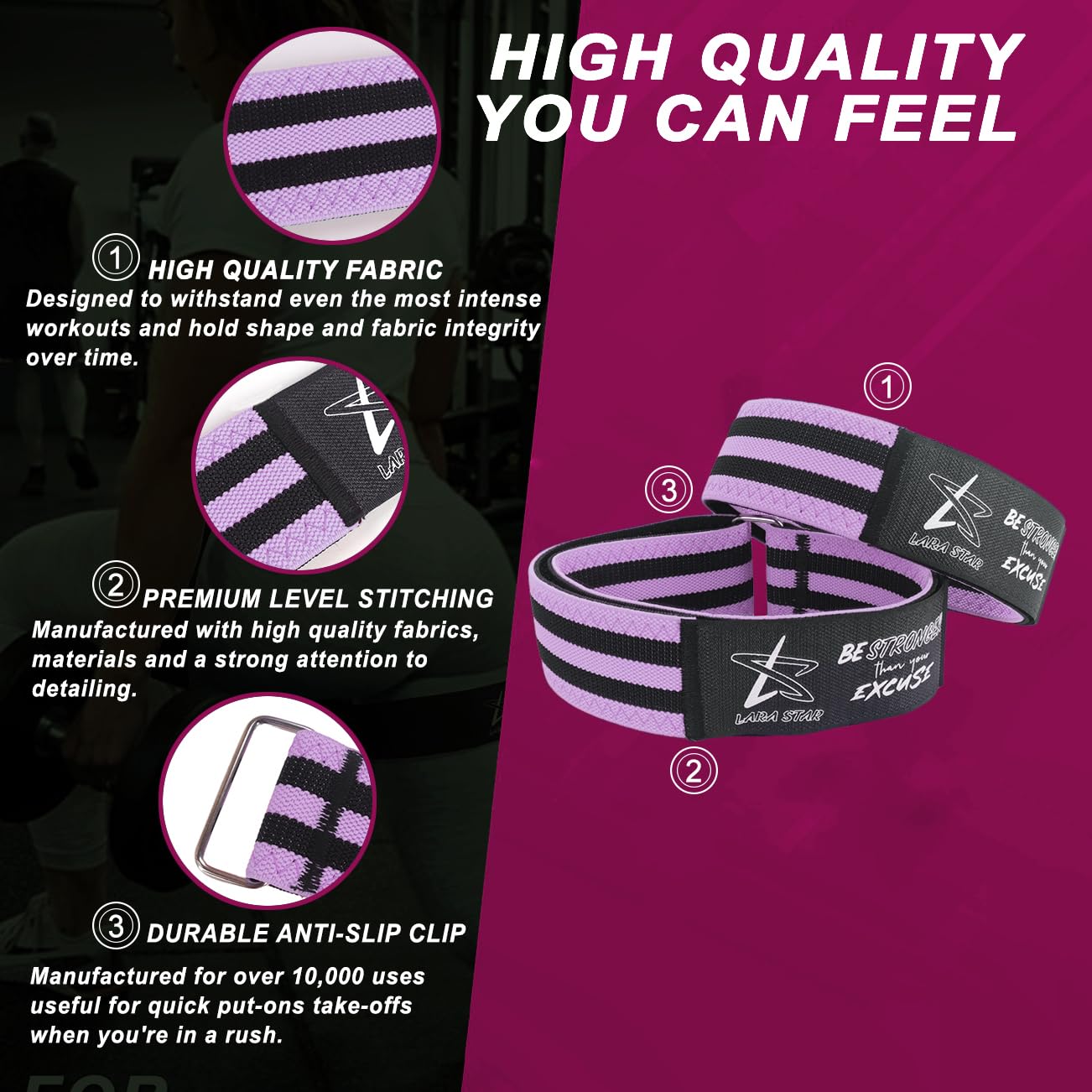 BFR Occlusion Bands for Women Glutes,Blood Flow Restriction Bands for Legs, Butt & Hip Building, Workouts, Best Fabric Resistance Bands for Squat Butt & Thigh