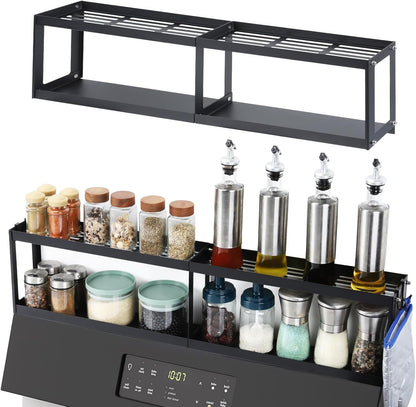 2 30 Inch 2 4 OTraki Tier Strong Magnetic Oven Shelf Length Spice Rack Over The Stove Shelf with Anti-Slip Mats
