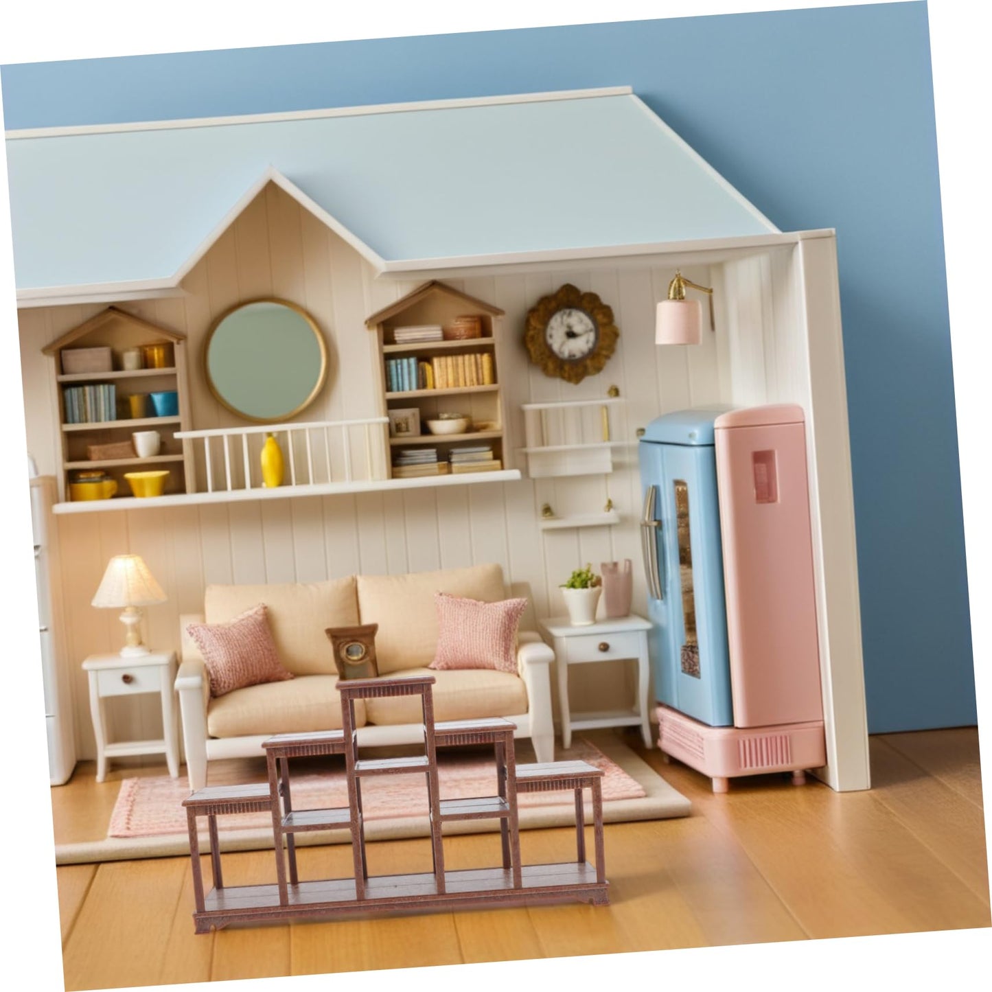 Yardwe Miniature Dollhouse Display Shelf 7.09X3.94X1.65 Inches Dollhouse Furniture for Mini Accessories and Creative Play