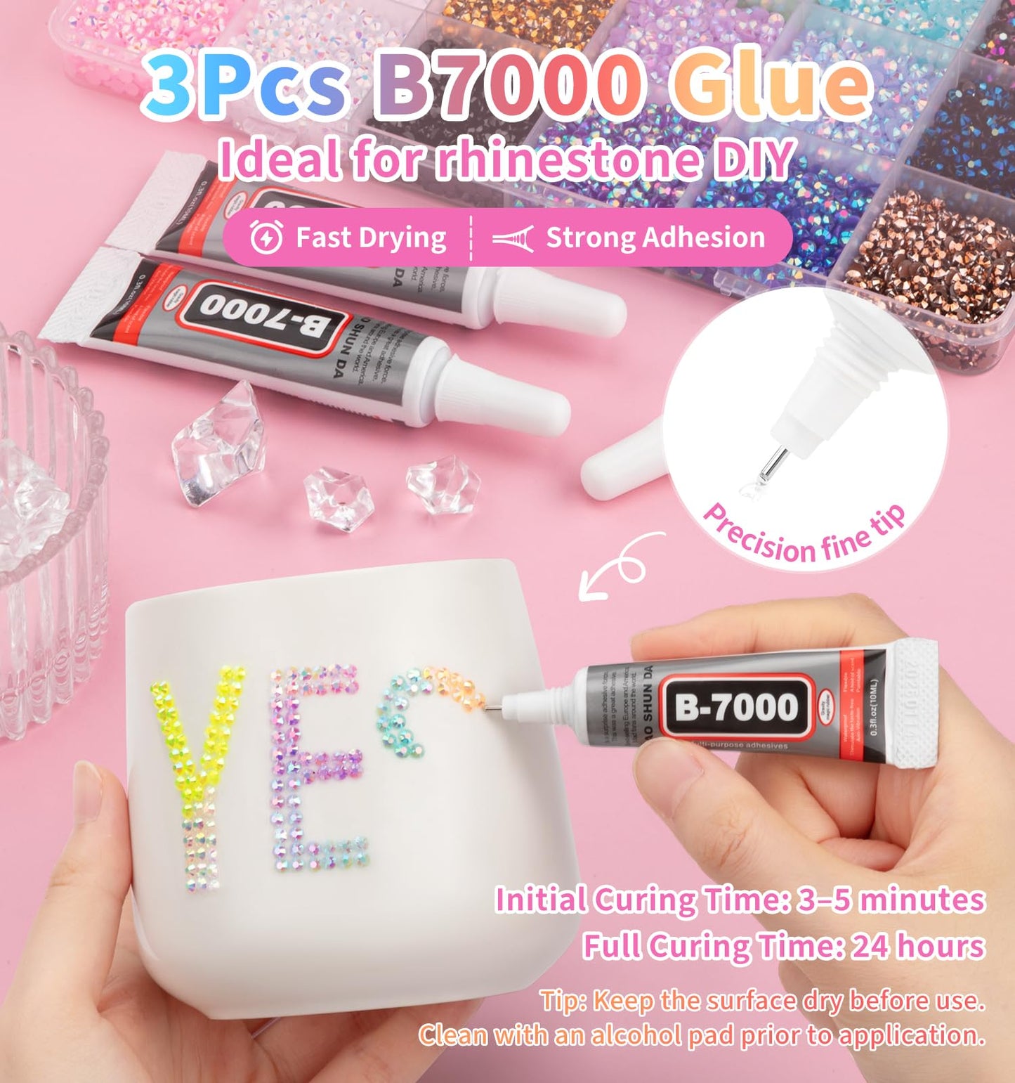 48 Colors Resin Jelly Rhinestones Kit,3mm Resin Jelly Rhinestones and Multi Shape Size Crystal Diamond Art with B7000 Jewelry Glue for Crafting Nail Art DIY Arts Crafts Gifts(25200pcs)