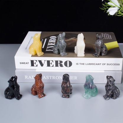 Ytbeoxk 2 Inch Red Obsidian Wolf Crystal Statue Wolf Decor Healing Crystal Wolf Figurines Hand Carved Stone Energy Gemstones for Luck Statue in Home and Office Meditation