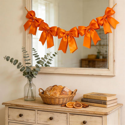 LaRibbons Orange Satin Ribbon 4 Inch x 10 Yards Continuous Orange Ribbon for Chair Sashes, Garland, Gift Wrapping, Christmas Decor, Craft Project