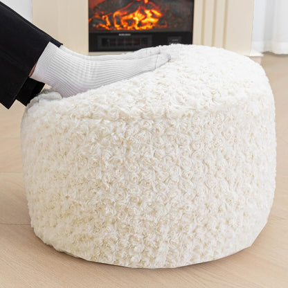 Poofieotto 20x12 Inches Unstuffed Pouf Ottoman Cover Handmade Footstool Ottoman Storage Solution Floor Pouf Footrest
