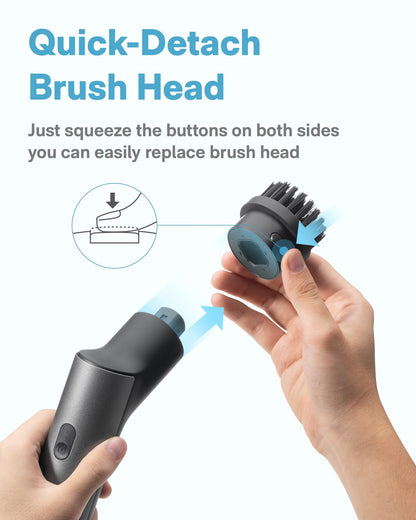 HOTO Cordless Electric Spin Scrubber, IPX7 Full Body Waterproof Bathroom Cleaning Brush, Max 22 in-lb, Shower Scrubber Brush with Long Handle, 6 Brush Heads, Power Scrubber for Bathroom, Floor, Tile