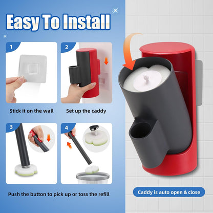Kit,60 Disposable Toilet Brush Cleaning System with Wand Cleaner Refills,Toilet Cleaning Stick,Wall Mounted Toilet Wand