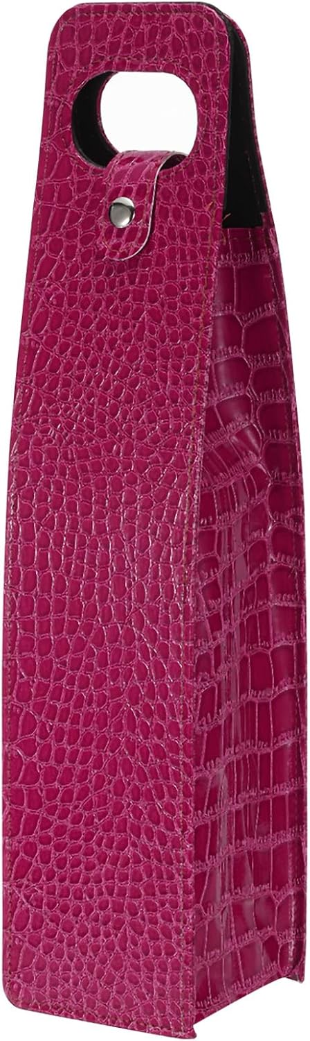 PATIKIL Wine Gift Bag, Reusable Leather Tote Carrier for Wine Bottles, Portable Champagne Gift Bags, Red
