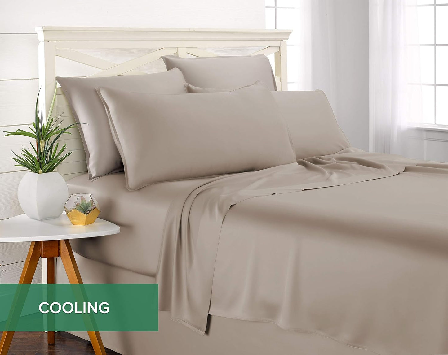 Pure Bamboo California King Sheets - 100% Organic Viscose Bed Sheet Set, Soft & Cooling (Sand)