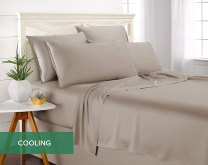 Pure Bamboo California King Sheets - 100% Organic Viscose Bed Sheet Set, Soft & Cooling (Sand)