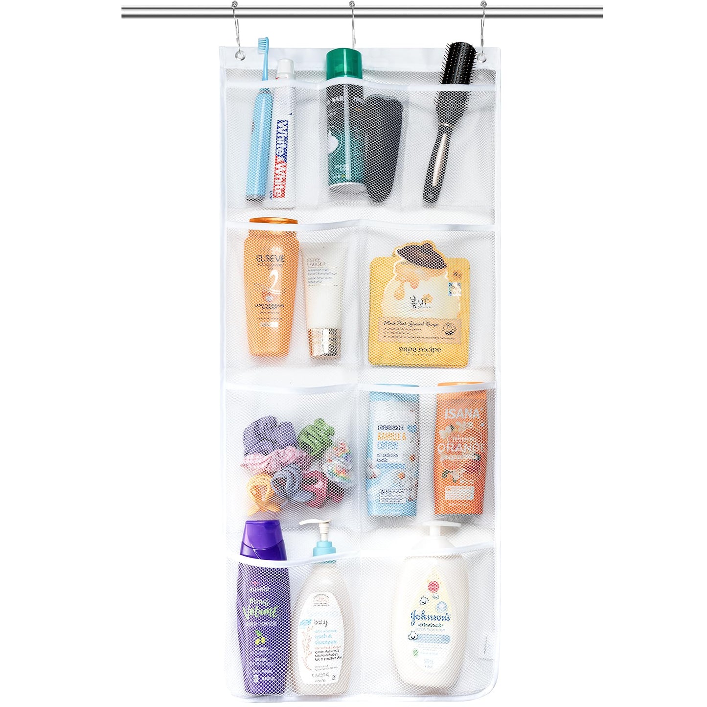 Lifewit Cruise Essentials Shower Caddy Must-Have, 9 Pockets Hanging Bathroom Organizer with Quick-Dry Mesh, Portable Shower Bag to Storage Soap, Shampoo, for RVing, Travel, Camping, White, 1 Pack