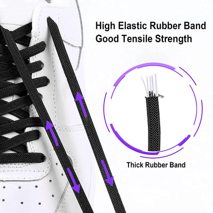 No Tie Elastic Shoe Laces With Laces Lock Sneakers Tieless One Size Fits All Kids & Adult Sports Flat Shoelaces