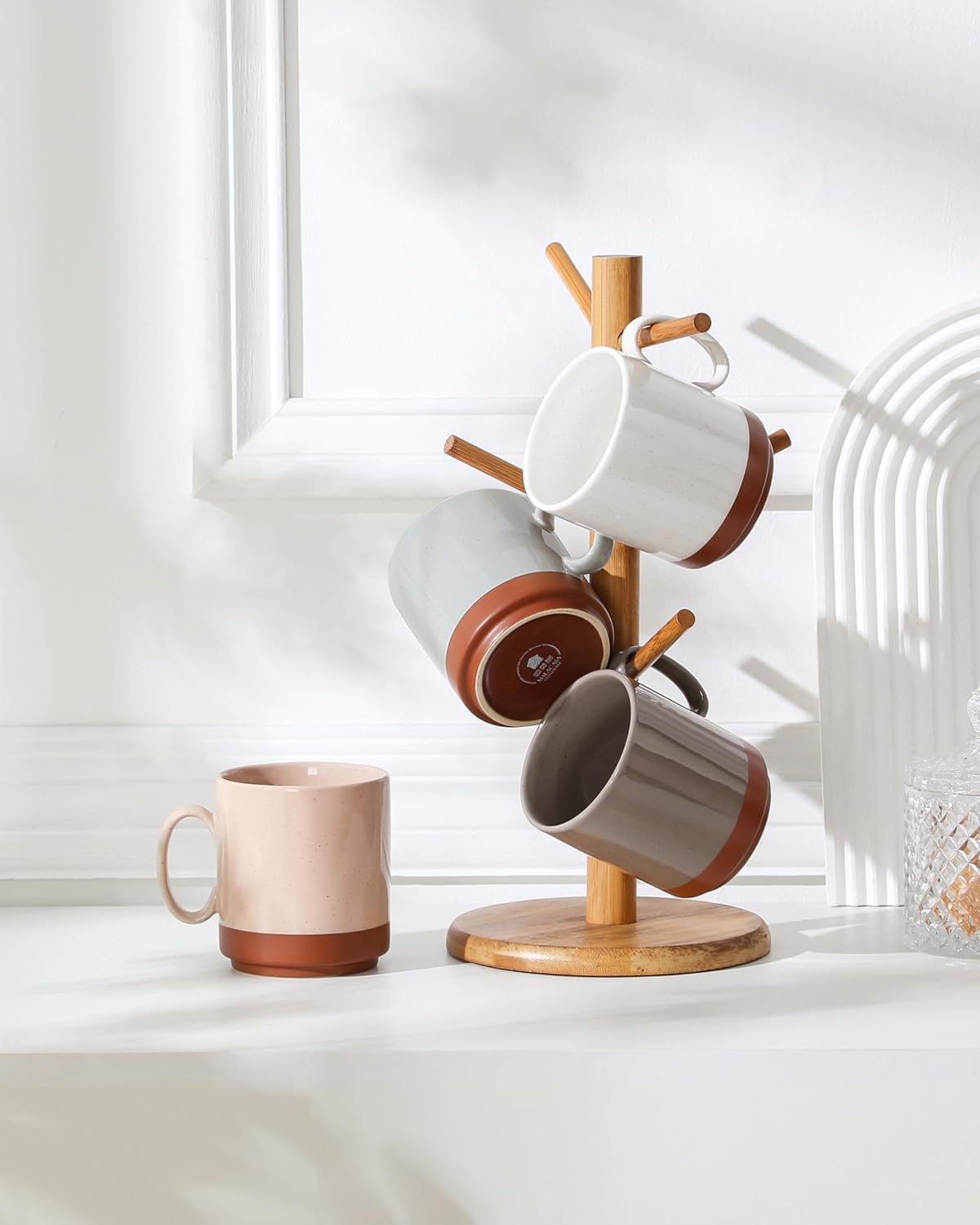12oz Set 4, MALACASA Ceramic Coffee Mugs of Stackable Coffee Cups with Straight-Sided Design, Mugs for Coffee, Latte