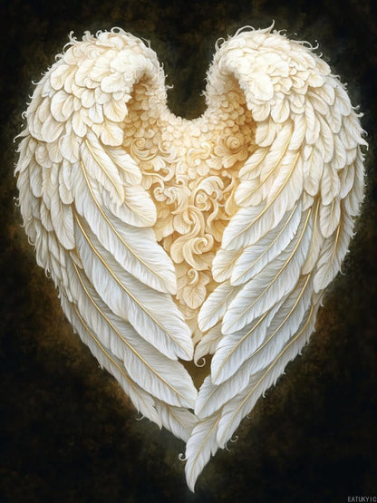 EATUKYIC DIY Angel Wings Diamond Painting, Full Round Drill Kits Mosaic Art for Adults Relax Home Decor Festival Gift 12x16 Inch