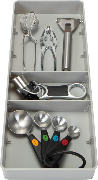 Kitchen Details 3 Compartment Adjustable Drawer Organizer | Utensil & Gadget Holder Tray | Cabinet & Storage