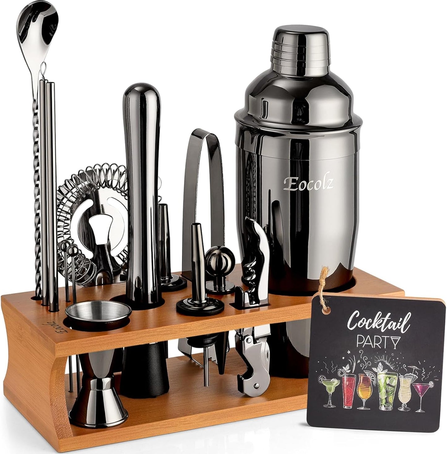 Set Set 17-Piece Bartender Kit Cocktail Shaker with Stand Bar Tool Bar for Drink Mixing Home Bartending Kit Bar Cart
