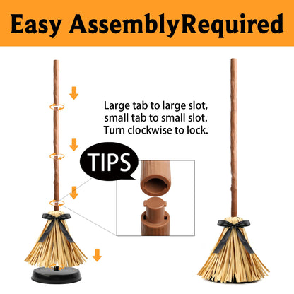 Halloween Decorations Indoor - 49" Animated Floating Lighted Witch Broom with Spooky Sound/Mute Mode - Dancing Magic Broom for Home Party Decorations