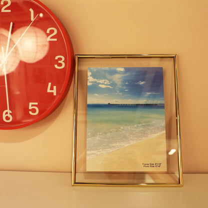 AhaGo Wall Floating Frame, 8"×10", Gold, Wall Mounting or Wall Leaning, For Photo 6×8, 5×7, 4×6, Classy Gift For Festival, Wedding, Anniversary, Home or Office Décor