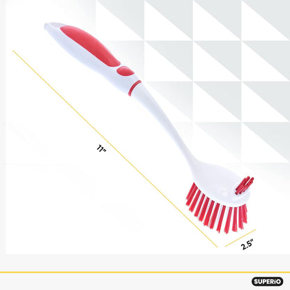 Dish Brush with Handle Vegetable Brush Double Sided Cleaning Brush Scrubber Non Scratch Scrub Brushes Kitchen Brush