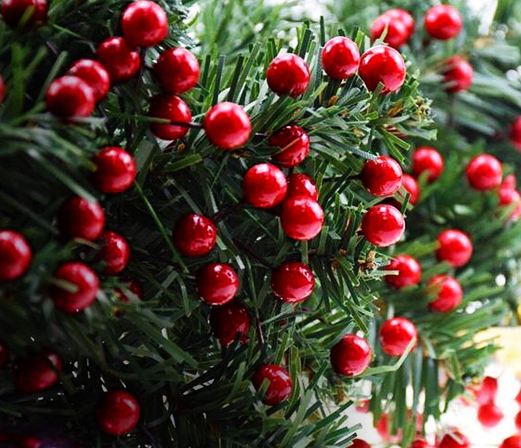 Red Berry Stems Pine Branches Evergreen Berries Décor 8 PCS Artificial Pine Cones Branch for Christmas Craft Wreath Pick & Winter Holiday Floral Picks Holly Stem for Decoration DIY Xmas Crafts