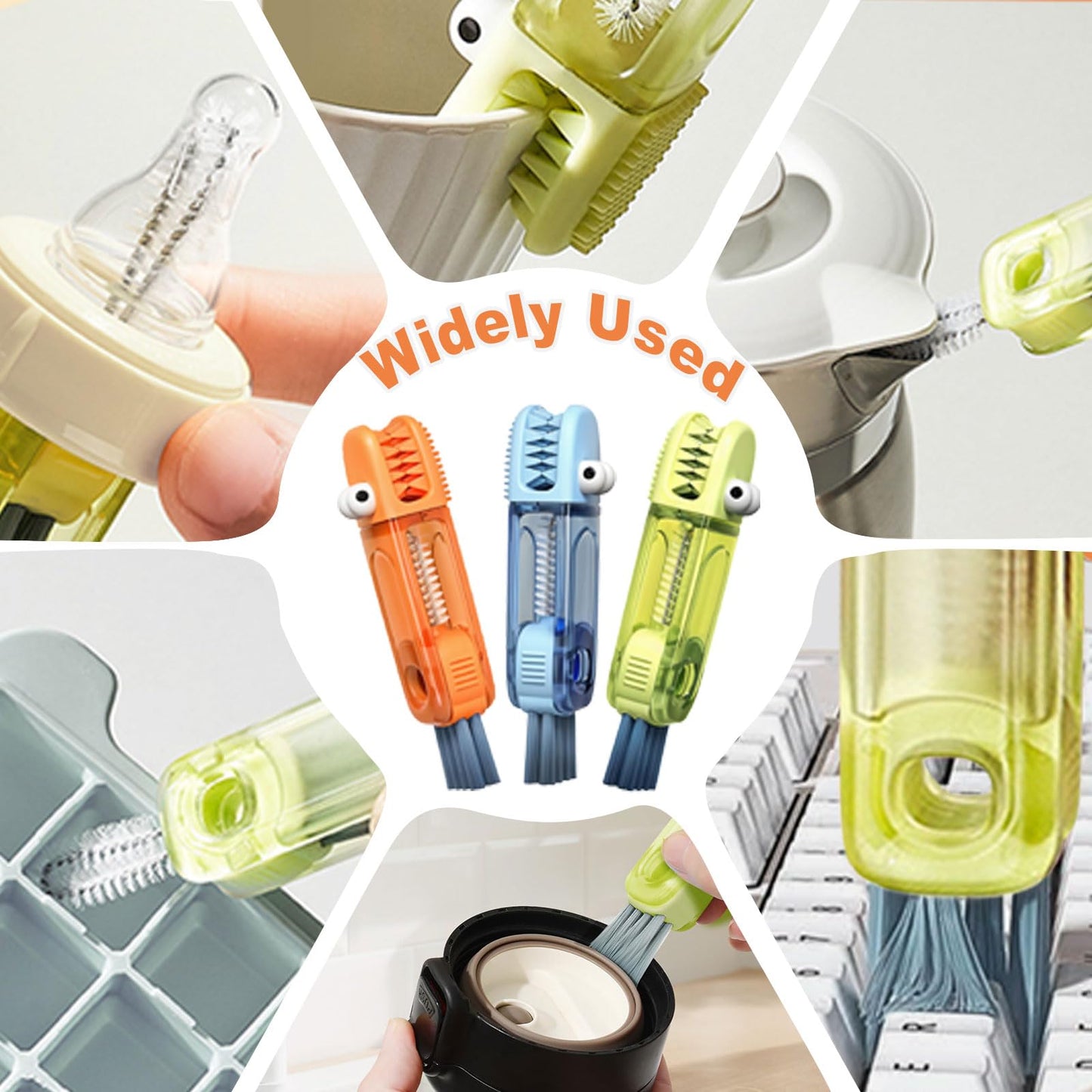 3 in 1 Cup Lid Cleaning Brush Set 6 Pcs, Gap Cleaner Brushs - Home Kitchen Multifunctional Bottle Cleaning Brush Set, Portable Travel Bottle Lid Cleaner Tools