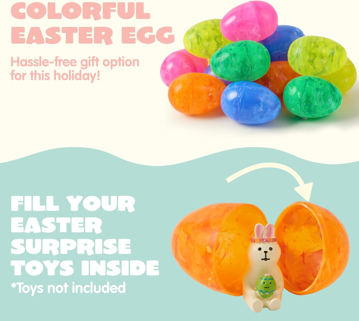 12 3.15" JOYIN Pcs Plastic Iridescent Printed Bright Easter Eggs Tall for Easter Hunt, Basket Stuffers Fillers